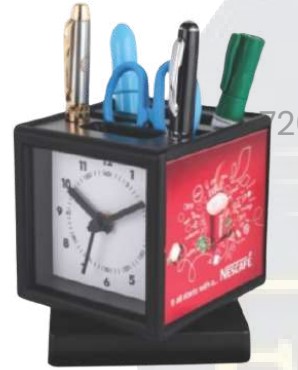 Rotating Pen Clock Stand for Executive Desk and Office Table, Multi Utility Gift with Time Display, Pen Holder and Stylish Corporate Gifting Appeal